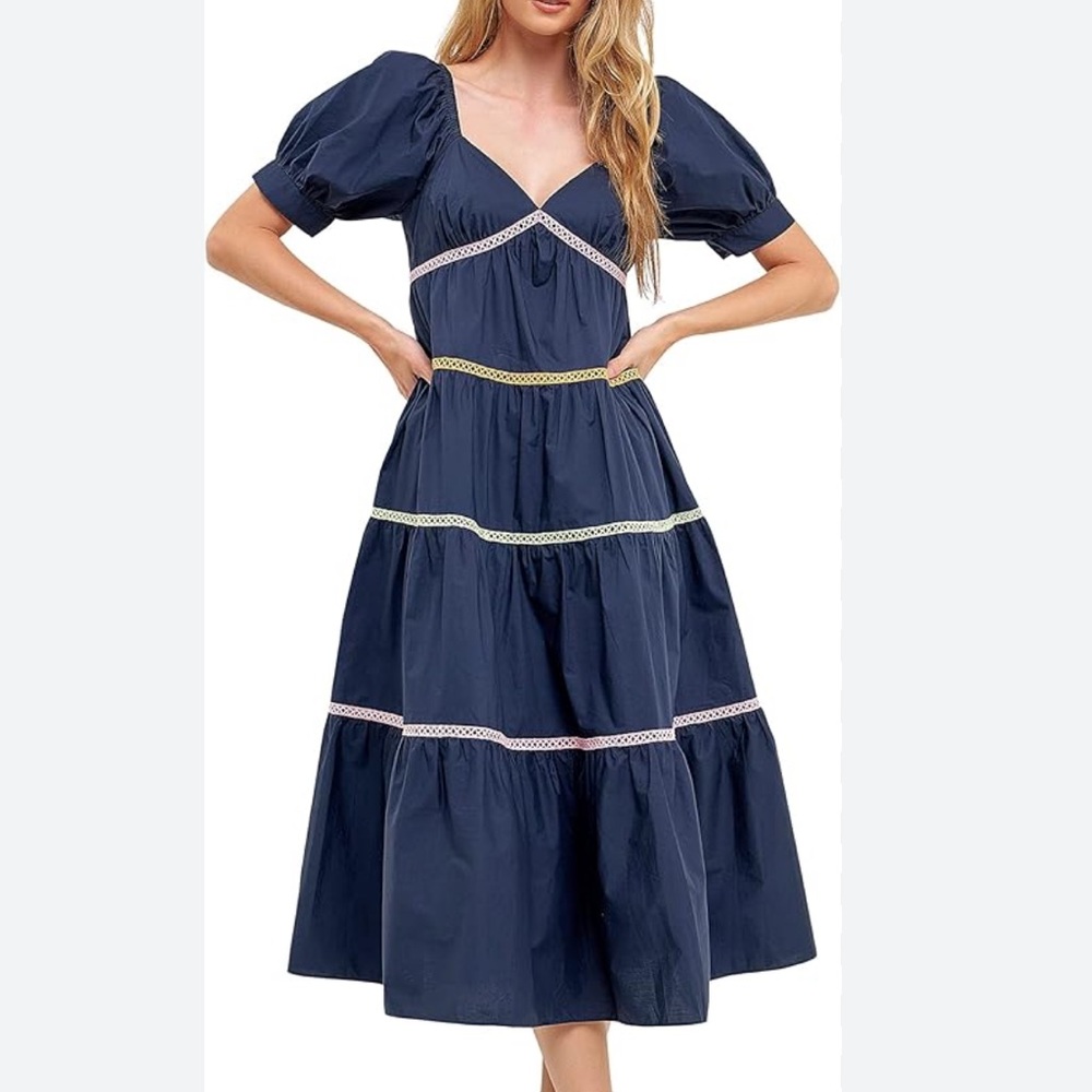NWT English factory Women's puff sleeve midi dress